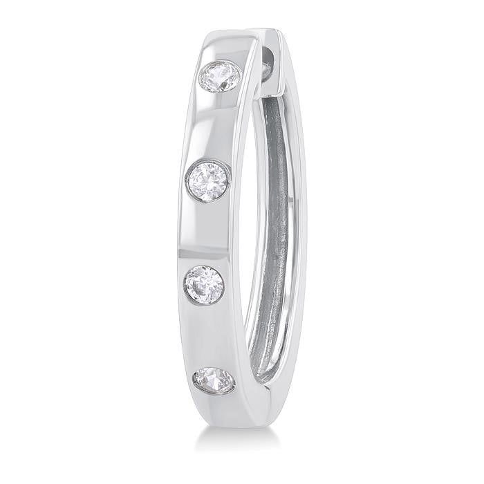 Flush Bezel Set Diamond Fashion Hoop Earrings