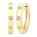 1/10 Ctw Flush Set Round Cut Diamond Fashion Hoop Earrings in 10K Yellow Gold