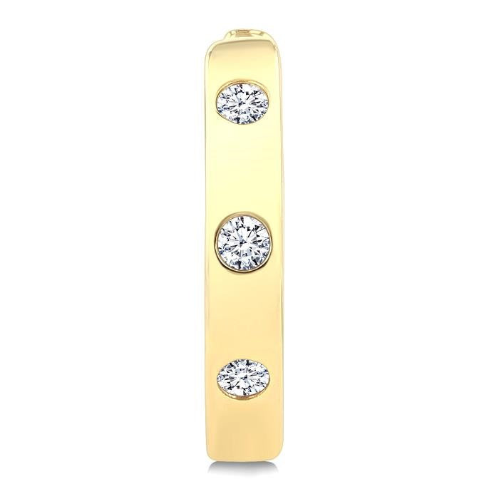 1/10 Ctw Flush Set Round Cut Diamond Fashion Hoop Earrings in 10K Yellow Gold