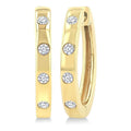 1/6 Ctw Flush Bezel Set Diamond Fashion Hoop Earrings in 10K Yellow Gold