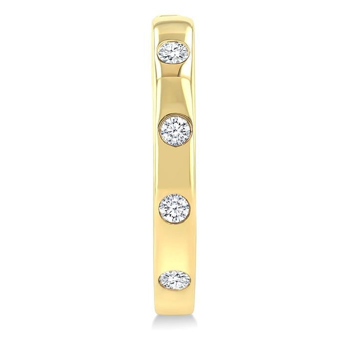 1/6 Ctw Flush Bezel Set Diamond Fashion Hoop Earrings in 10K Yellow Gold