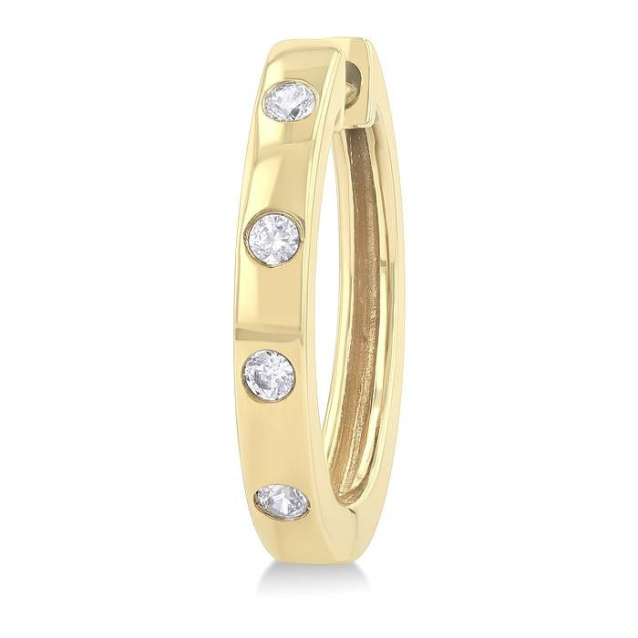 Flush Bezel Set Diamond Fashion Hoop Earrings