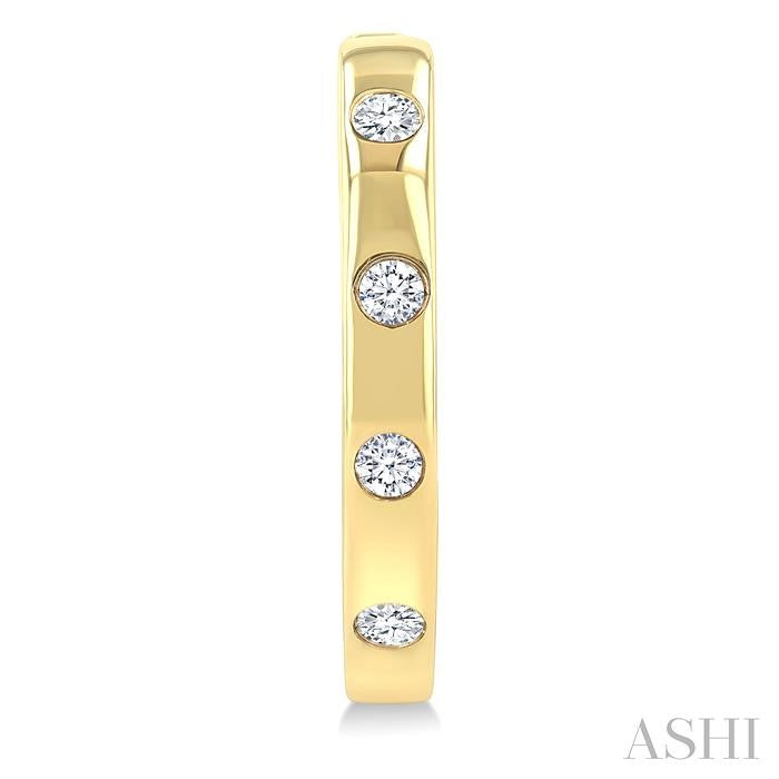 1/6 Ctw Flush Bezel Set Diamond Fashion Hoop Earrings in 10K Yellow Gold