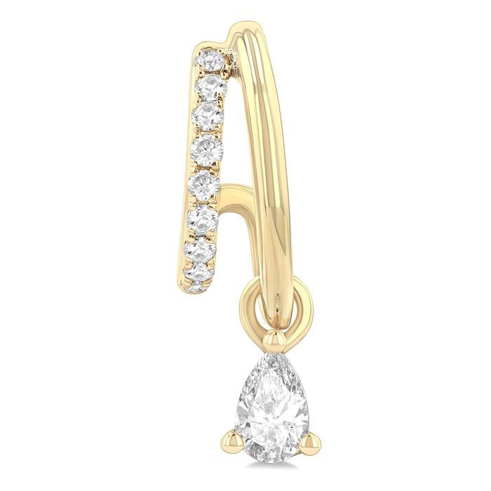 Pear Shape Diamond Half Hoop Earrings