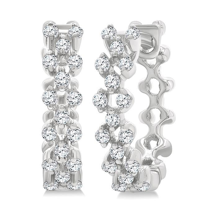 Prong Diamond Fashion Hoop Earrings