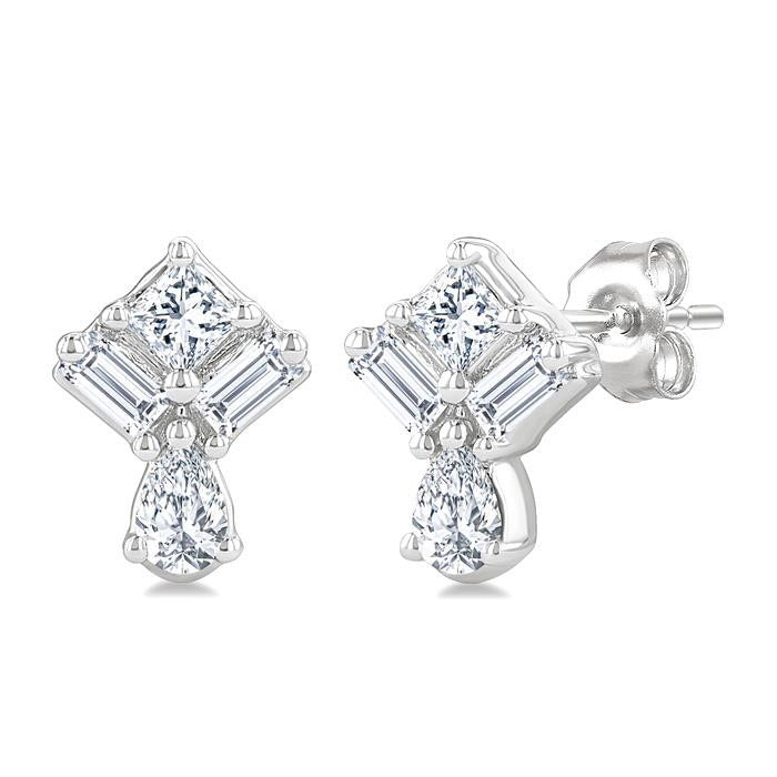Mixed Shape Diamond Fashion Earrings
