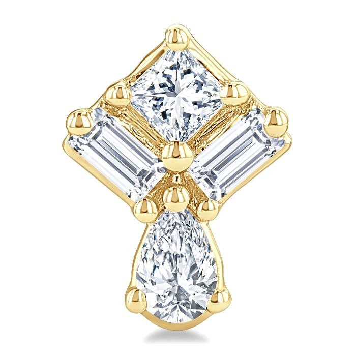 1/3 Ctw Mixed Cut Diamond Fashion Earrings in 14K Yellow Gold