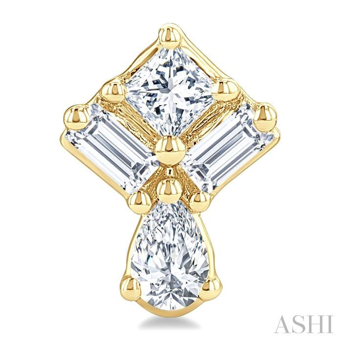 1/3 Ctw Mixed Cut Diamond Fashion Earrings in 14K Yellow Gold