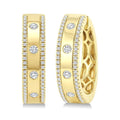 1/2 Ctw Flush Set Round Cut Diamond Fashion Huggie Earrings in 14K Yellow Gold
