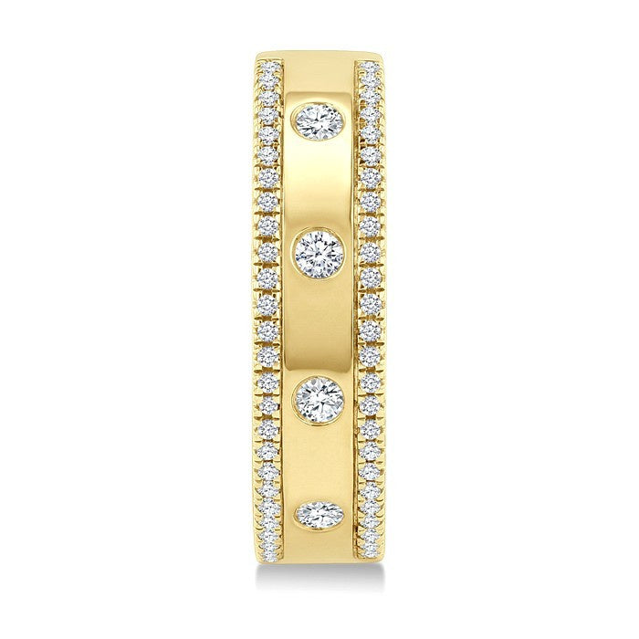 1/2 Ctw Flush Set Round Cut Diamond Fashion Huggie Earrings in 14K Yellow Gold