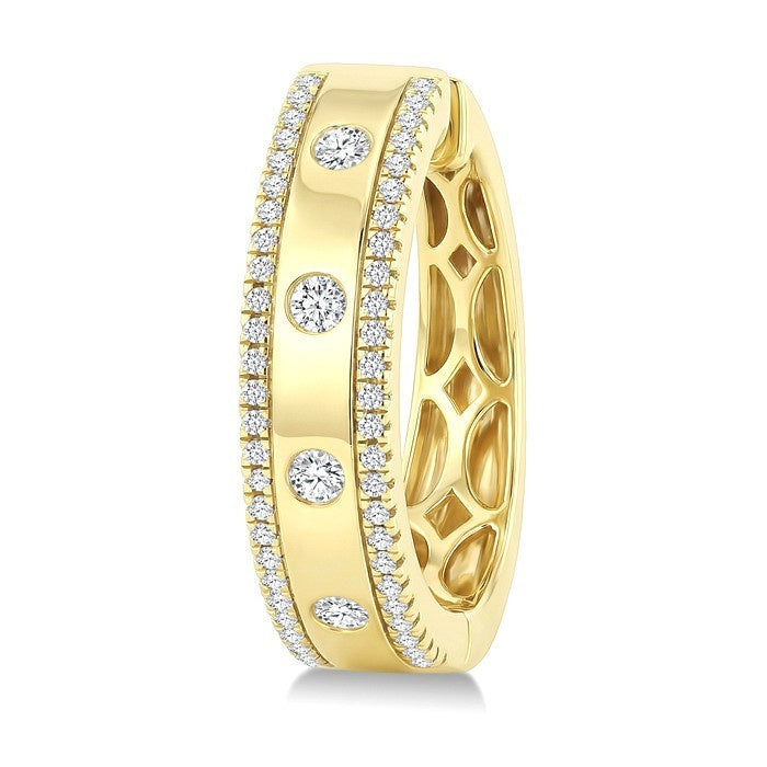 1/2 Ctw Flush Set Round Cut Diamond Fashion Huggie Earrings in 14K Yellow Gold