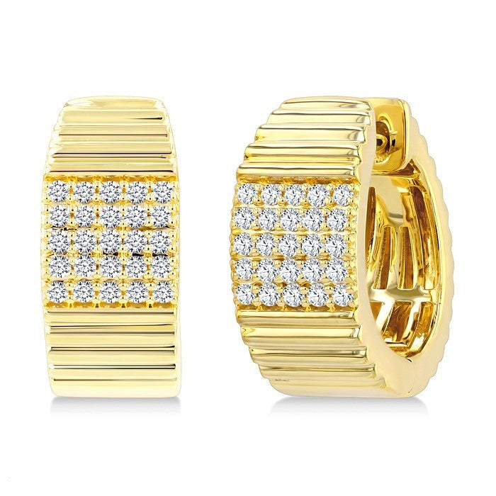 1/3 Ctw Round Cut Diamond Pirouette Hoop Earrings in 10K Yellow Gold