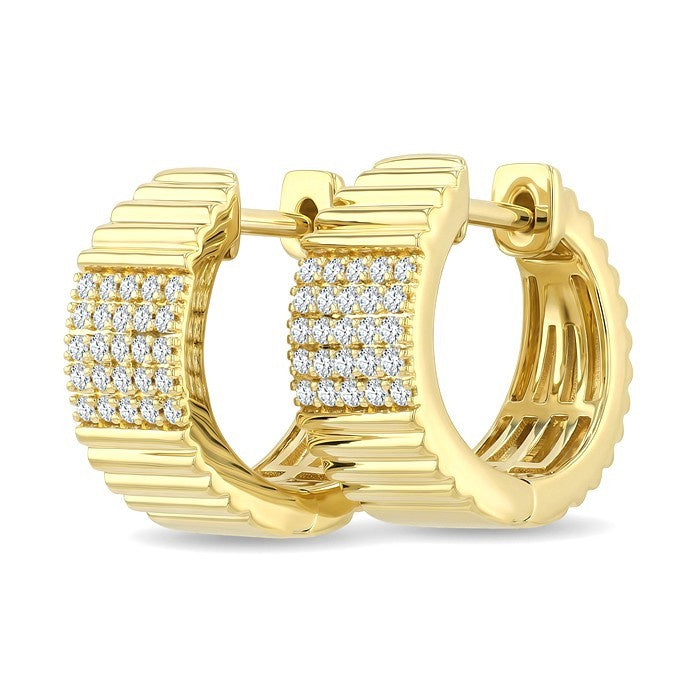 1/3 Ctw Round Cut Diamond Pirouette Hoop Earrings in 10K Yellow Gold