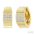 1/3 Ctw Round Cut Diamond Pirouette Hoop Earrings in 10K Yellow Gold