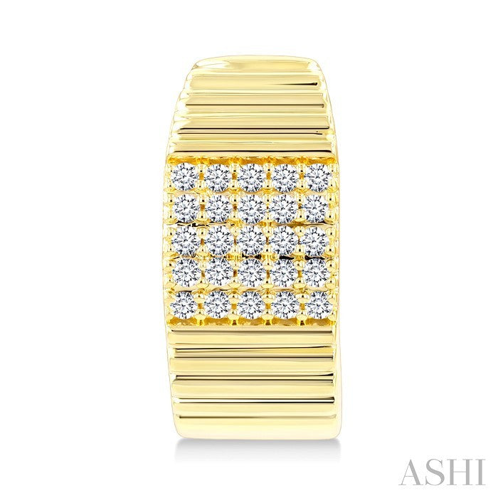 1/3 Ctw Round Cut Diamond Pirouette Hoop Earrings in 10K Yellow Gold