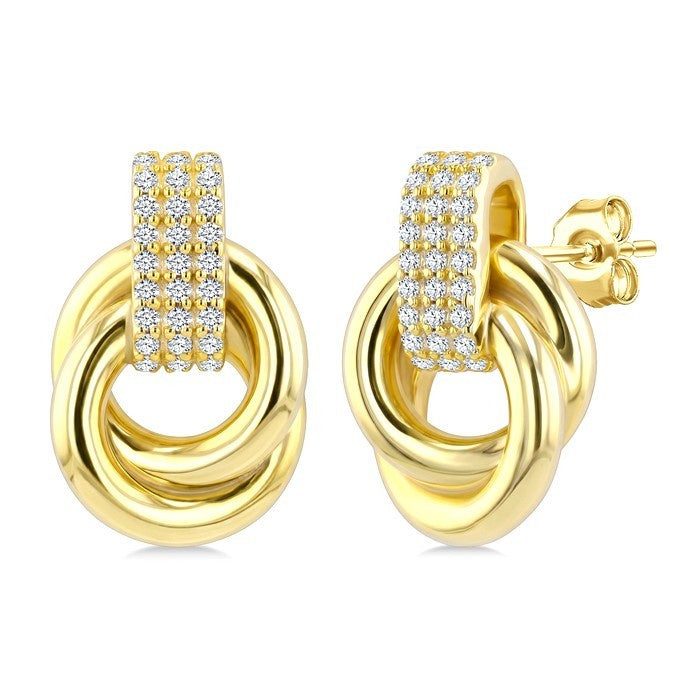 3/8 Ctw Round Cut Golden Glow Diamond Aeris Gold Semi Solid Fashion Earrings in 14K Yellow Gold