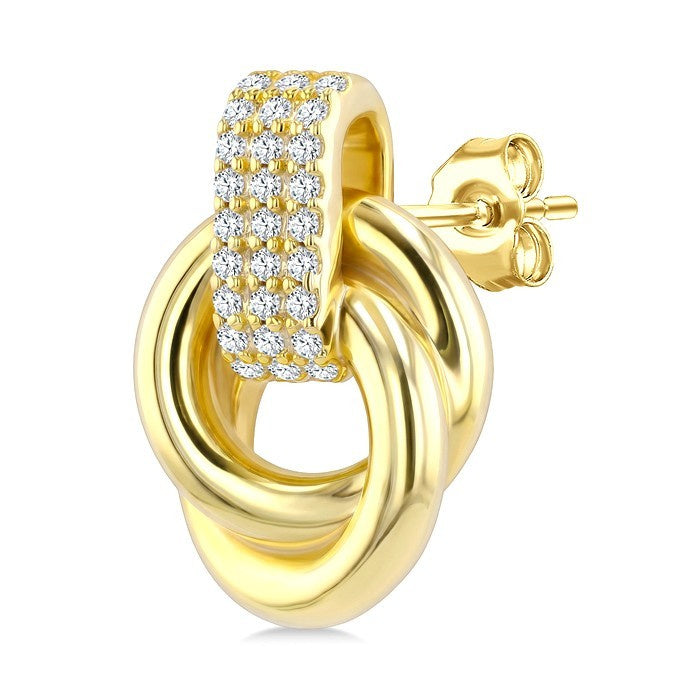 3/8 Ctw Round Cut Golden Glow Diamond Aeris Gold Semi Solid Fashion Earrings in 14K Yellow Gold