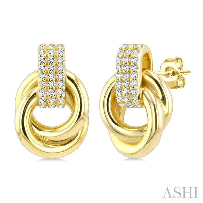 3/8 Ctw Round Cut Golden Glow Diamond Aeris Gold Semi Solid Fashion Earrings in 14K Yellow Gold