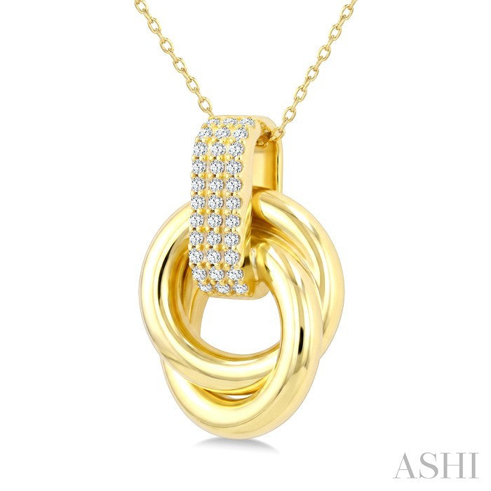 1/5 Ctw Round Cut Golden Glow Diamond Bold Semi Solid Aeris Gold Fashion Pendant With Chain in 14K Yellow Gold