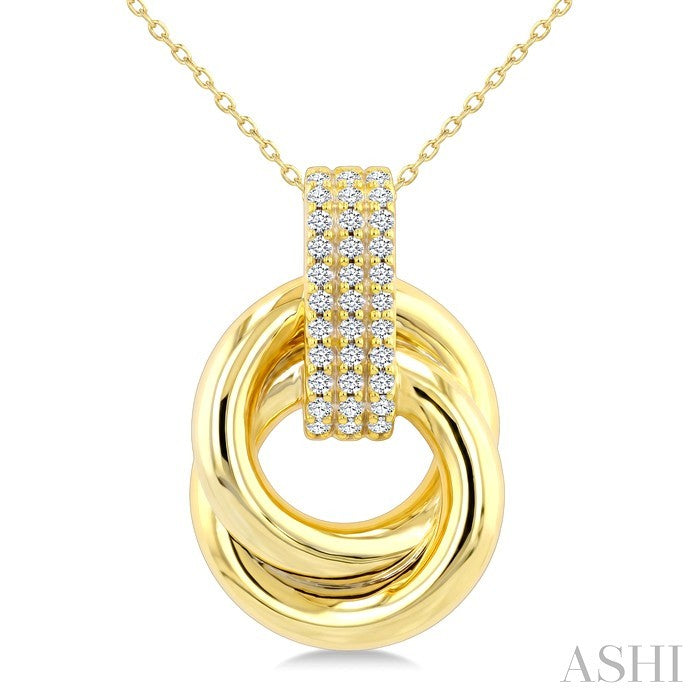 1/5 Ctw Round Cut Golden Glow Diamond Bold Semi Solid Aeris Gold Fashion Pendant With Chain in 14K Yellow Gold