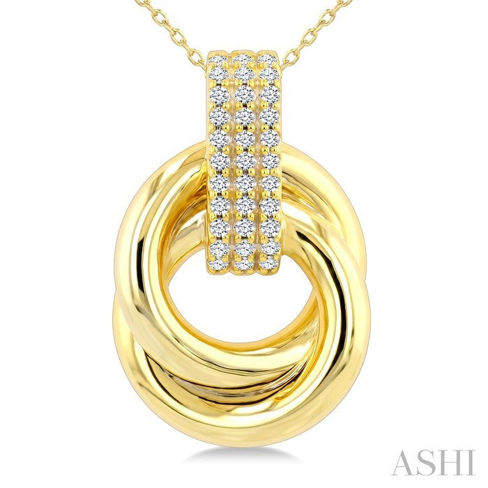 1/5 Ctw Round Cut Golden Glow Diamond Bold Semi Solid Aeris Gold Fashion Pendant With Chain in 14K Yellow Gold