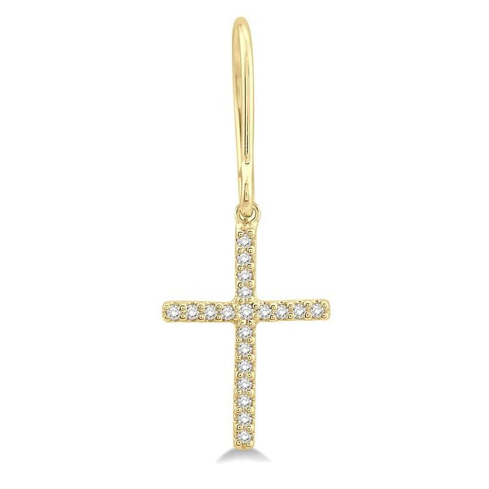 1/6 Ctw Cross Charm Petite Round Cut Diamond Fashion Earrings in 10K Yellow Gold