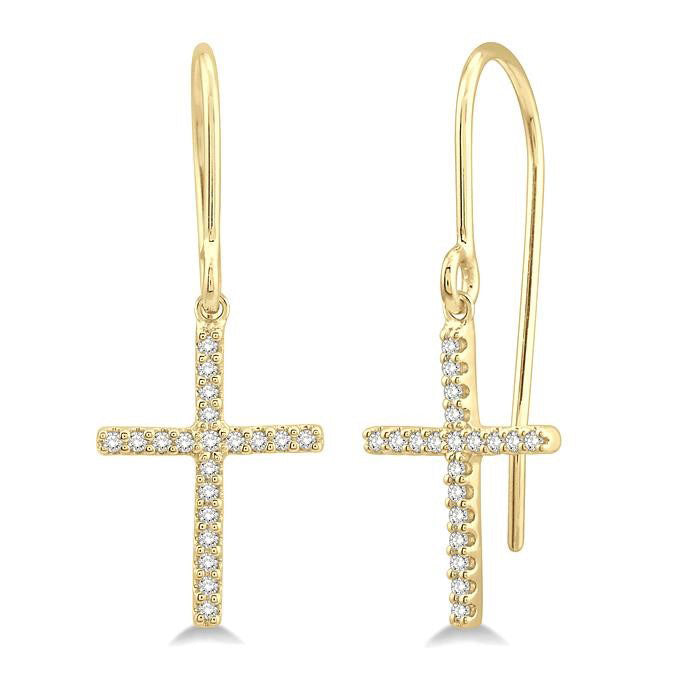 Cross Petite Diamond Fashion Earrings