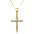 1/10 Ctw Cross Charm Petite Round Cut Diamond Fashion Pendant in 10K Yellow Gold with chain