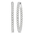 3 Ctw Round Cut Diamond Inside-Out Oval Hoop Earrings in 18K White Gold