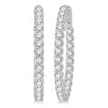 4 Ctw Round Cut Diamond Inside-Out Oval Hoop Earrings in 18K White Gold
