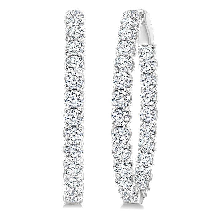 5 Ctw Round Cut Diamond Inside-Out Oval Hoop Earrings in 18K White Gold
