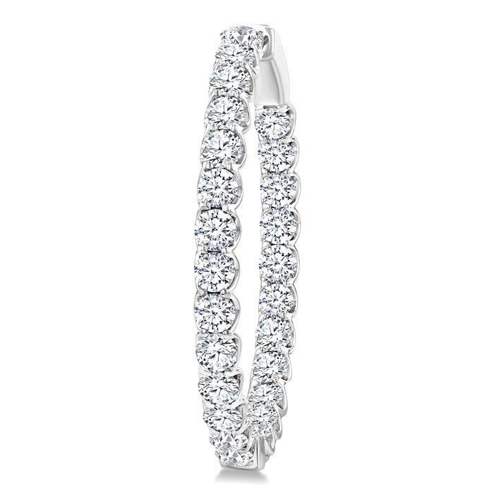 5 Ctw Round Cut Diamond Inside-Out Oval Hoop Earrings in 18K White Gold