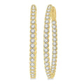 2 Ctw Round Cut Diamond Inside-Out Oval Hoop Earrings in 18K Yellow Gold