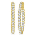 4 Ctw Round Cut Diamond Inside-Out Oval Hoop Earrings in 18K Yellow Gold