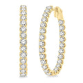 5 Ctw Round Cut Diamond Inside-Out Oval Hoop Earrings in 18K Yellow Gold