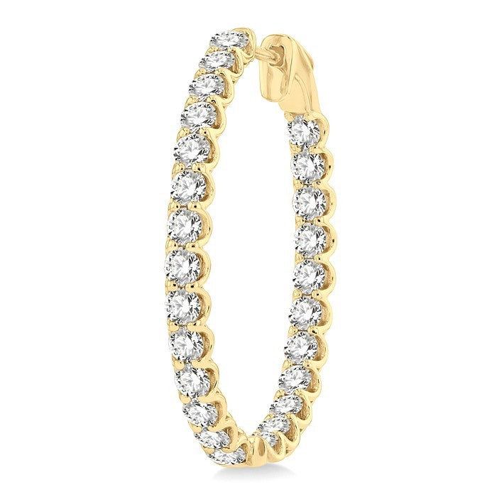 5 Ctw Round Cut Diamond Inside-Out Oval Hoop Earrings in 18K Yellow Gold