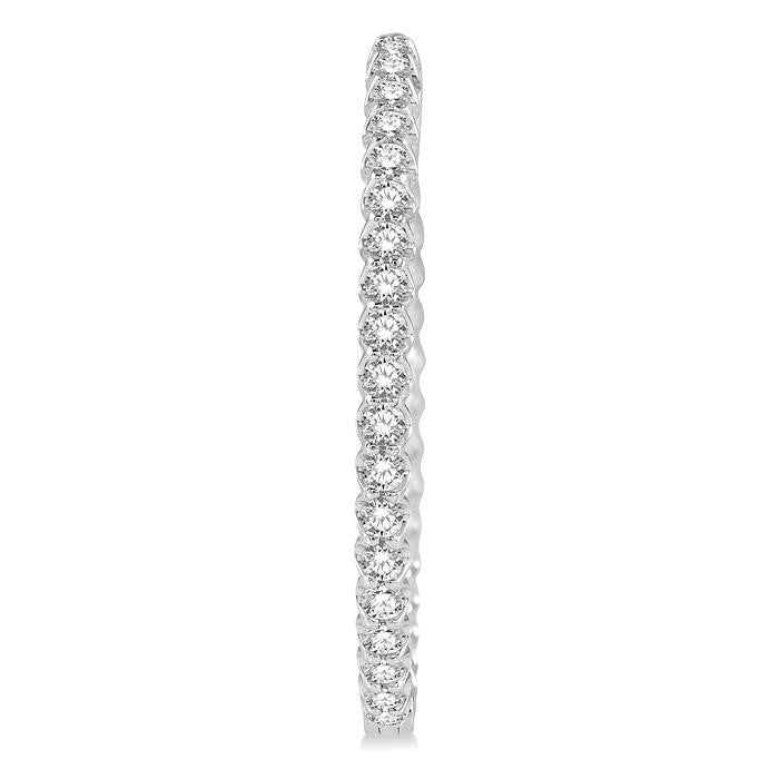 2 Ctw Inside-Out Round Cut Diamond Oval Shape Hoop Earrings in 14K White Gold