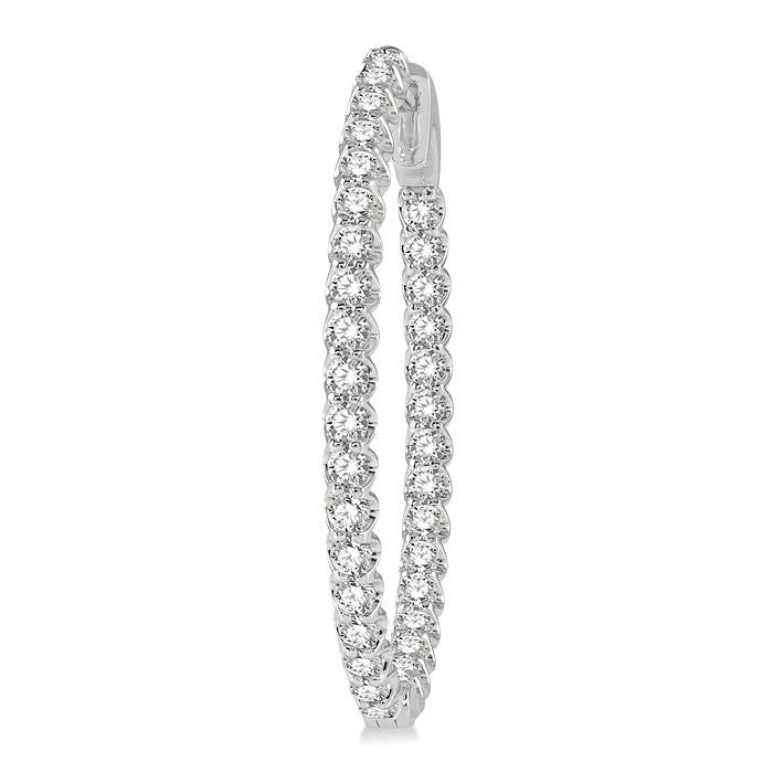 2 Ctw Inside-Out Round Cut Diamond Oval Shape Hoop Earrings in 14K White Gold