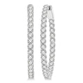 3 Ctw Inside-Out Round Cut Diamond Oval Shape Hoop Earrings in 14K White Gold
