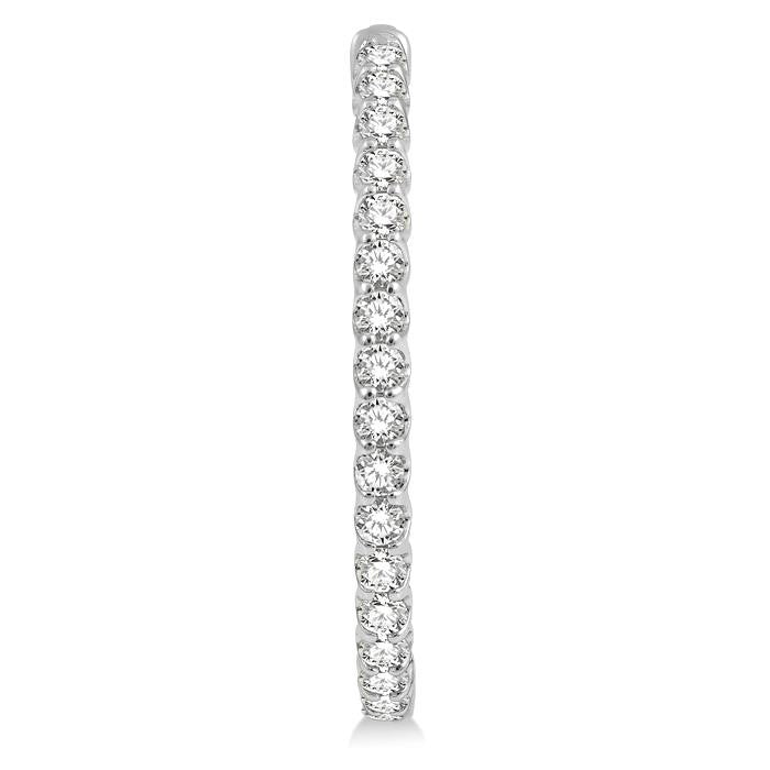 3 Ctw Inside-Out Round Cut Diamond Oval Shape Hoop Earrings in 14K White Gold