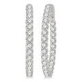 4 Ctw Inside-Out Round Cut Diamond Oval Shape Hoop Earrings in 14K White Gold