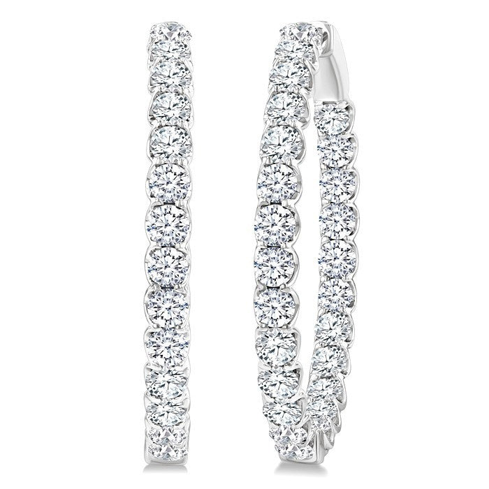 5 Ctw Inside-Out Round Cut Diamond Oval Shape Hoop Earrings in 14K White Gold