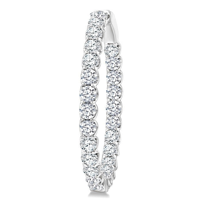 5 Ctw Inside-Out Round Cut Diamond Oval Shape Hoop Earrings in 14K White Gold