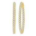 2 Ctw Inside-Out Round Cut Diamond Oval Shape Hoop Earrings in 14K Yellow Gold