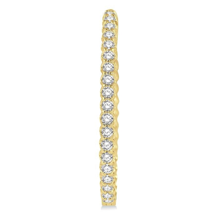 2 Ctw Inside-Out Round Cut Diamond Oval Shape Hoop Earrings in 14K Yellow Gold