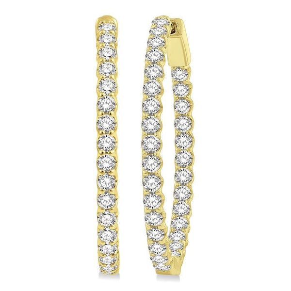 3 Ctw Inside-Out Round Cut Diamond Oval Shape Hoop Earrings in 14K Yellow Gold