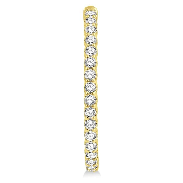 3 Ctw Inside-Out Round Cut Diamond Oval Shape Hoop Earrings in 14K Yellow Gold