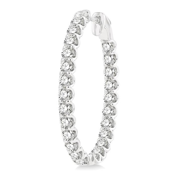 5 Ctw Inside-Out Round Cut Diamond Oval Shape Hoop Earrings in 14K White Gold