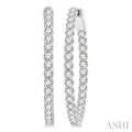 3 Ctw Inside-Out Round Cut Diamond Oval Shape Hoop Earrings in 14K White Gold