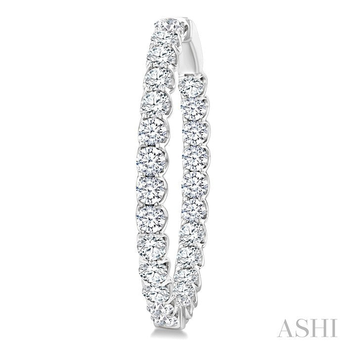 5 Ctw Inside-Out Round Cut Diamond Oval Shape Hoop Earrings in 14K White Gold